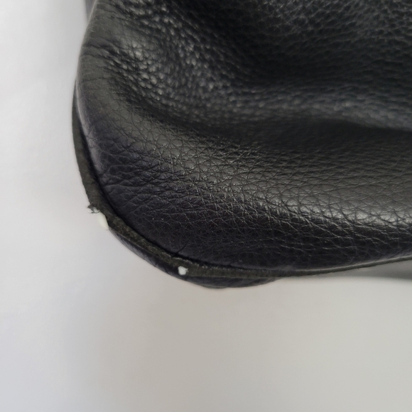 Michael Kors MK Black Pebbled Leather Shoulder Bag Purse Gold Designer Large - Picture 10 of 14